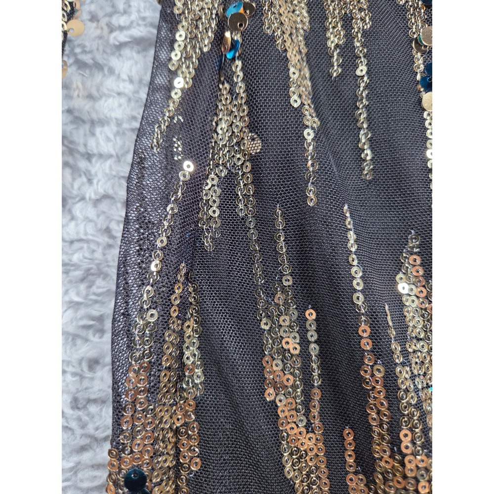 SHEINBAE Sequin Flare Pants XS Black Gold Teal Womens High Waist Party Trousers - Picture 4 of 10